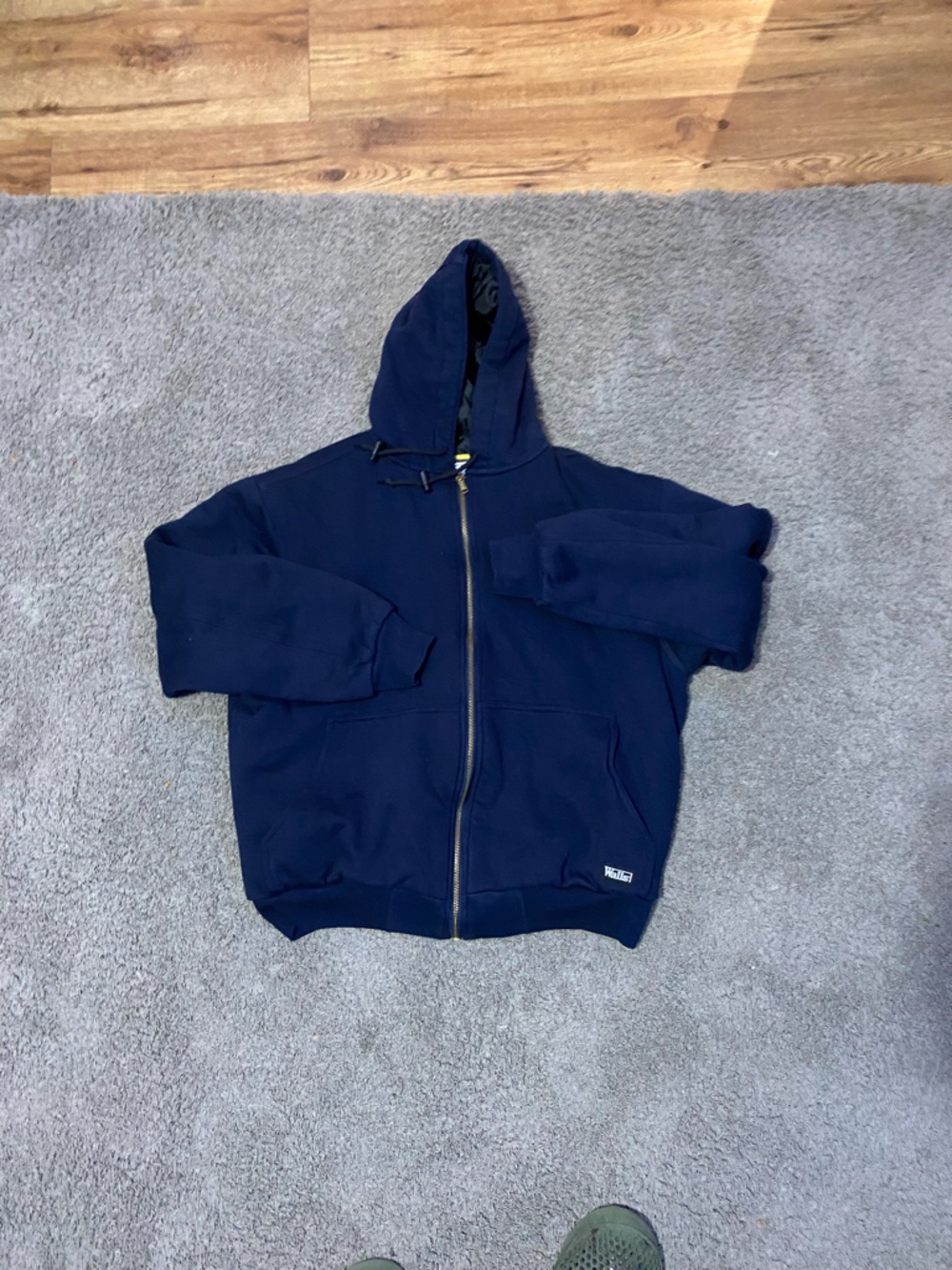 Walls Navy Jacket with Yellow Logo Patch